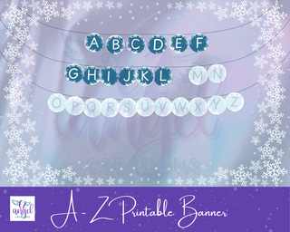 A - Z Letters Printable Banner - Winter Wonderland / Frosty Blues