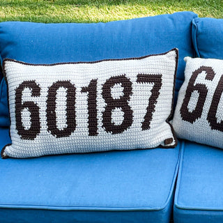 Drake Zip Code Crochet Pillow