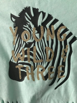Young Wild & Three Zebra Shirt, Girls 3rd Birthday